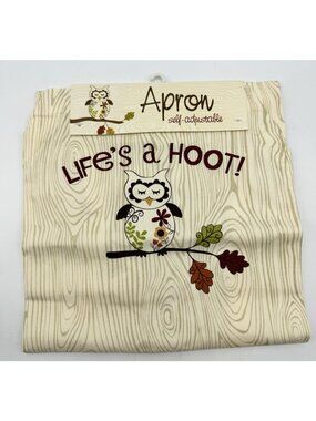 RITZ Fully Adjustable Bib Apron SLEEPY OWL, Life's A Hoot, Retro, Birds NEW